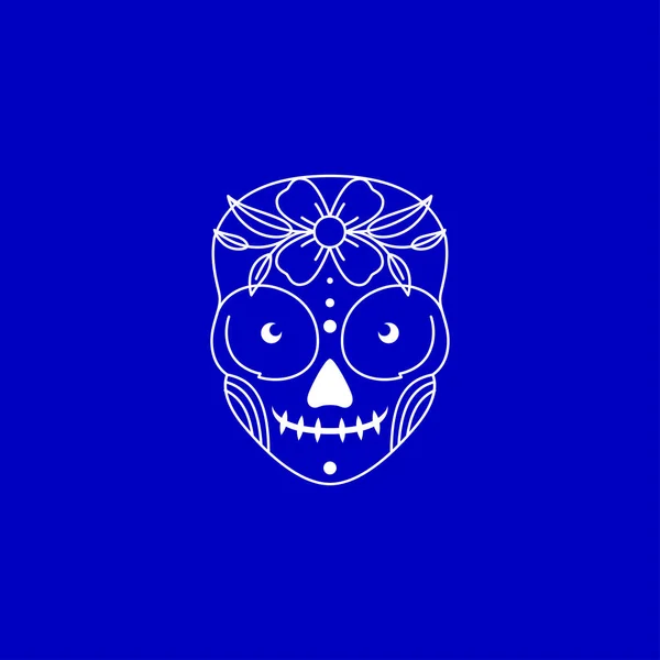 Art Lines Skull Flowers Logo Design — Vector de stock
