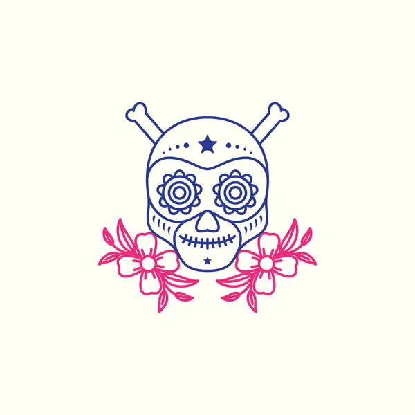 Art Skull Bones Flowers Culture Logo Design — Vector de stock