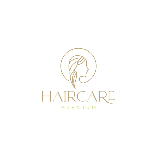 Feminine Female Hair Care Logo Design — Vettoriale Stock