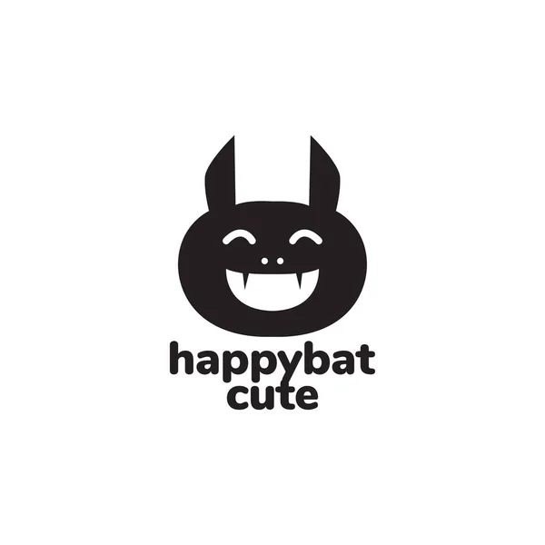 Cute Cartoon Face Bats Laugh Logo — Stock vektor