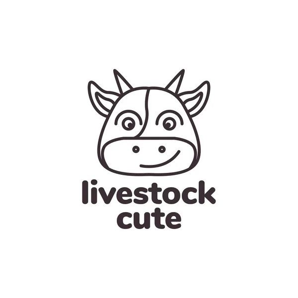 Cartoon Face Cow Cute Logo Design — Wektor stockowy