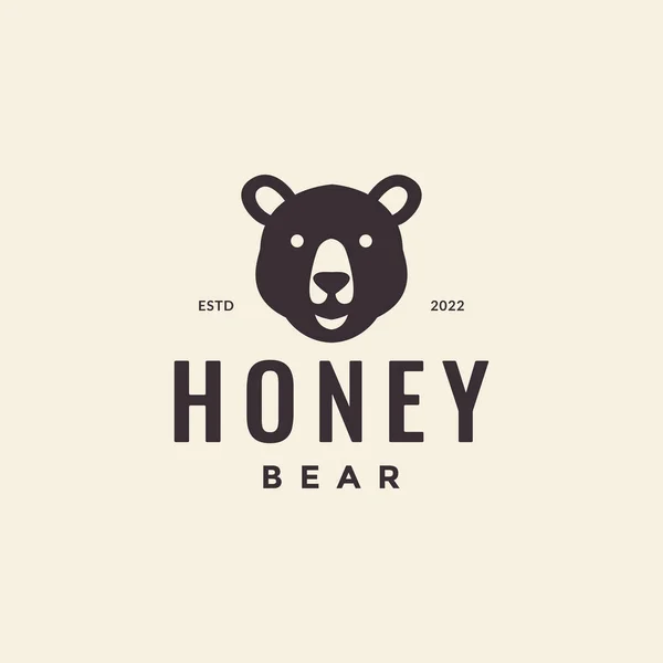 Head Hipster Honey Bear Logo — Vector de stock