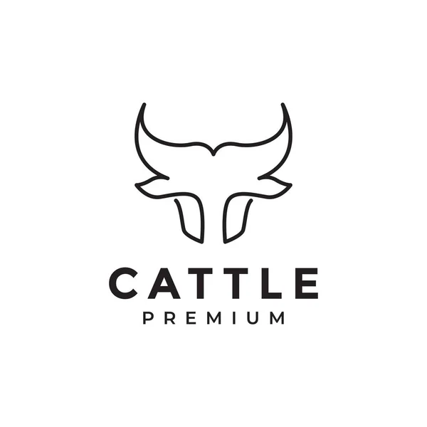 Cattle Head Horn Minimal Logo Design — Stockvektor