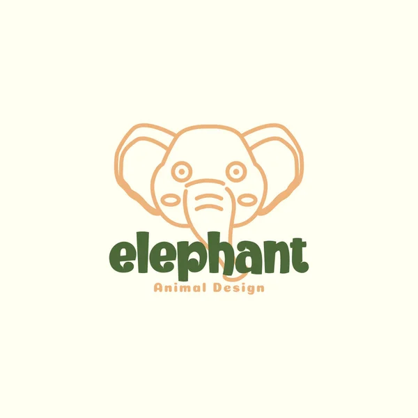 Face Cute Elephant Kids Logo — Archivo Imágenes Vectoriales