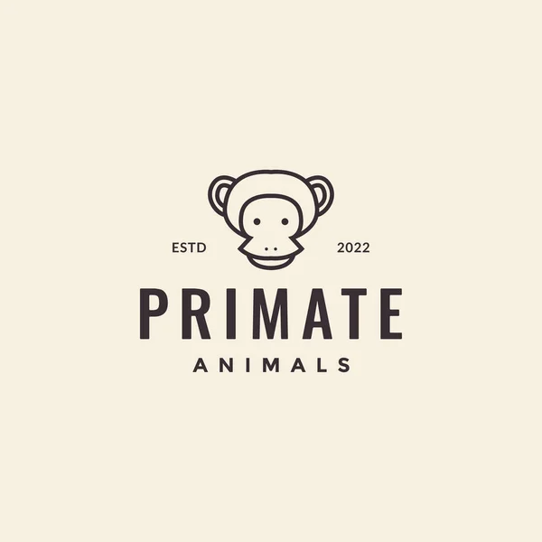 Face Minimal Primate Monkey Hipster Logo — Vector de stock