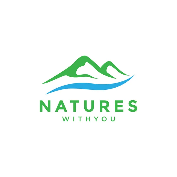 Mountain Water Modern Logo Design — Archivo Imágenes Vectoriales