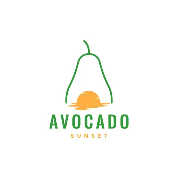 Fruit Avocado Sunset Logo Design — Vetor de Stock