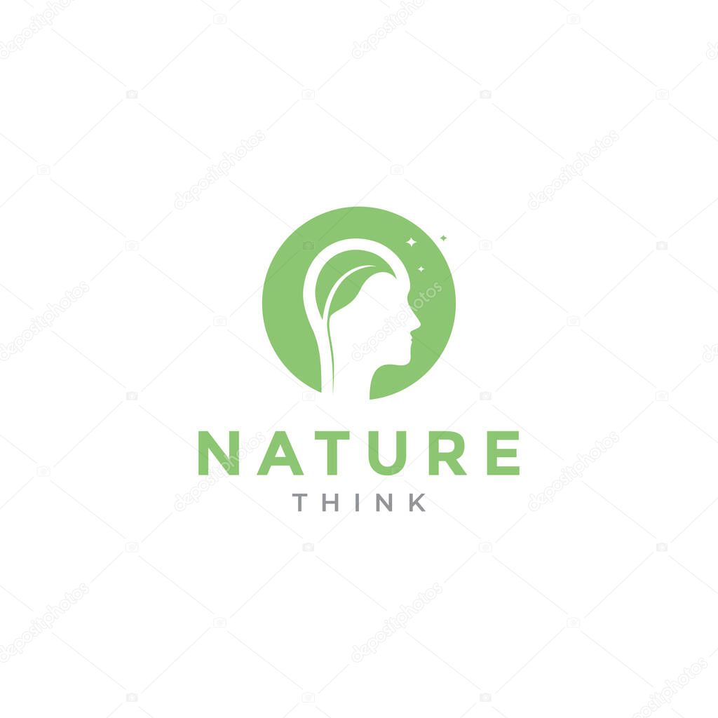 Human with leaf mind logo design