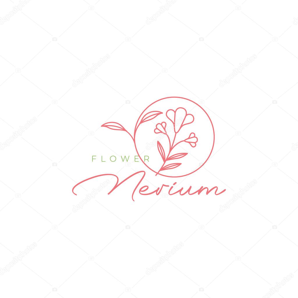 aesthetic art flower nerium logo design