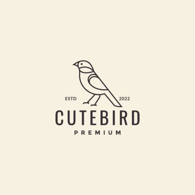 minimal line art bird sparrow logo design