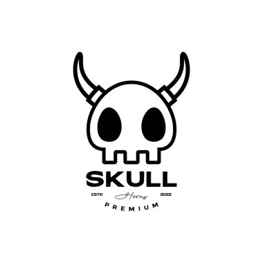 skull cute with horn logo design