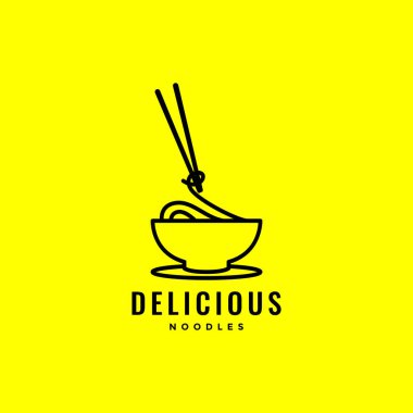 delicious noodle food logo design vector