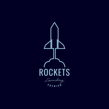 continuous line launch rocket logo design