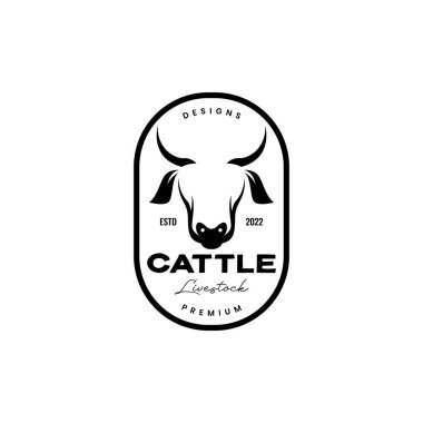 isolated head livestock badge logo design