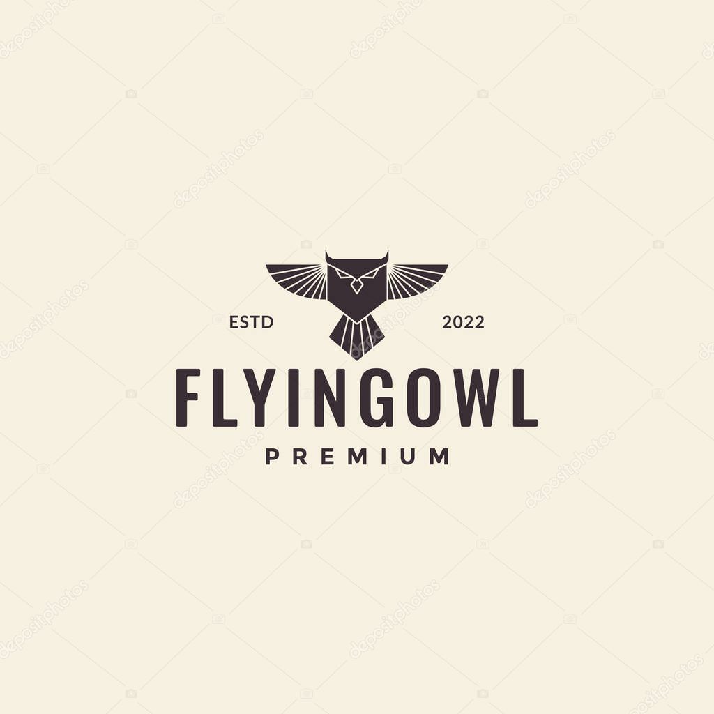 flying owlet hipster logo design