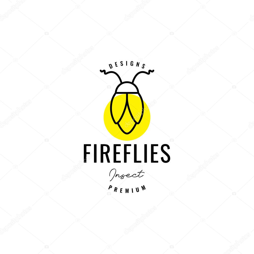 fireflies with lighting abstract logo