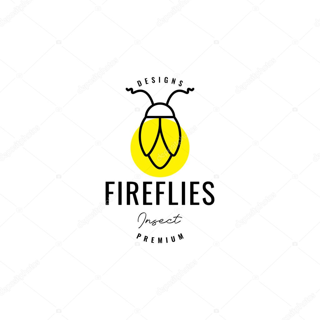 Fireflies with lighting abstract logo