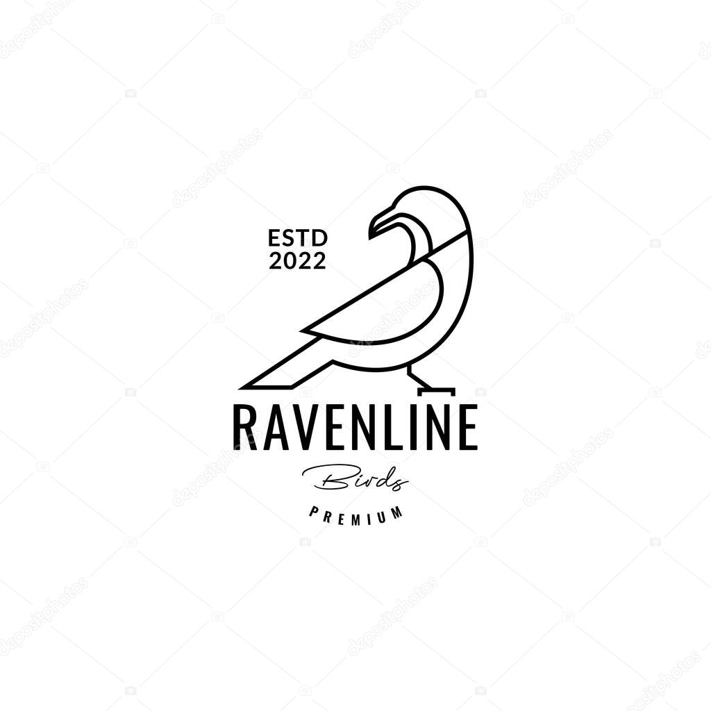geometric raven line logo design