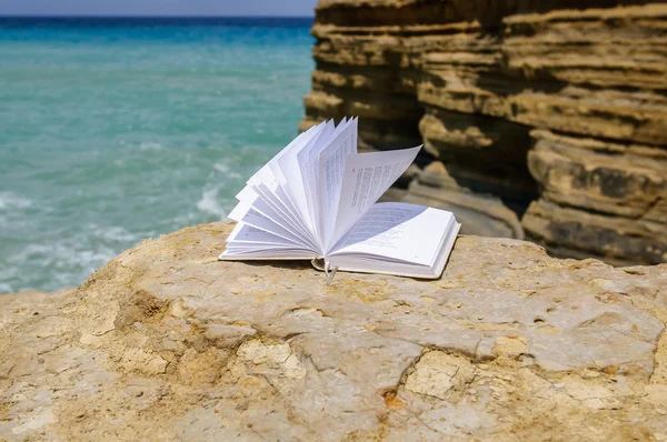 Reserva en la playa leyendo durante el verano — Foto de Stock