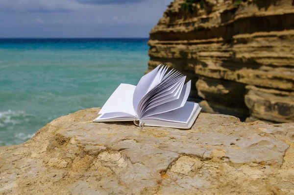 Книга на пляжі читається влітку Стокове Зображення