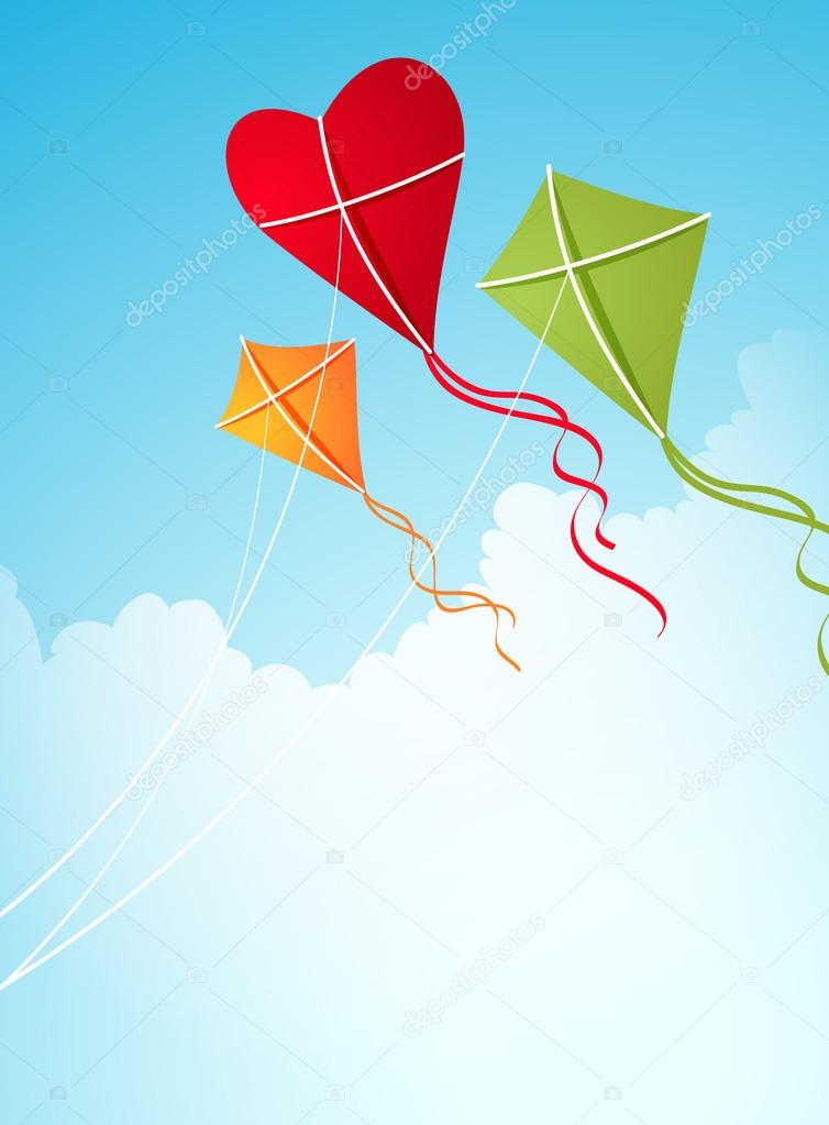 Three kites in the sky