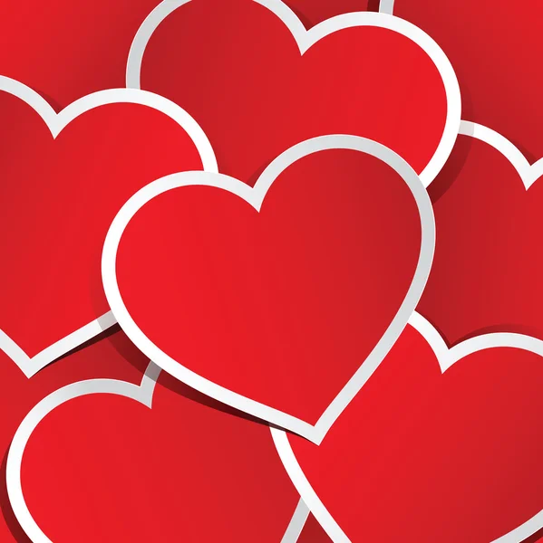Vektor-Hintergrund aus roten Herz-Aufklebern — Stockvektor