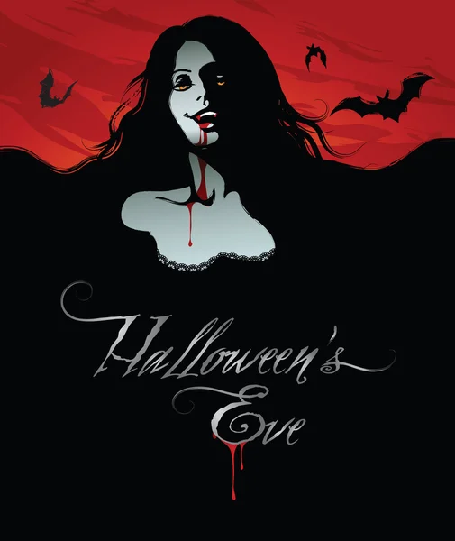 seksi vampir davetiye kartları ve afiş için Halloween çizimi