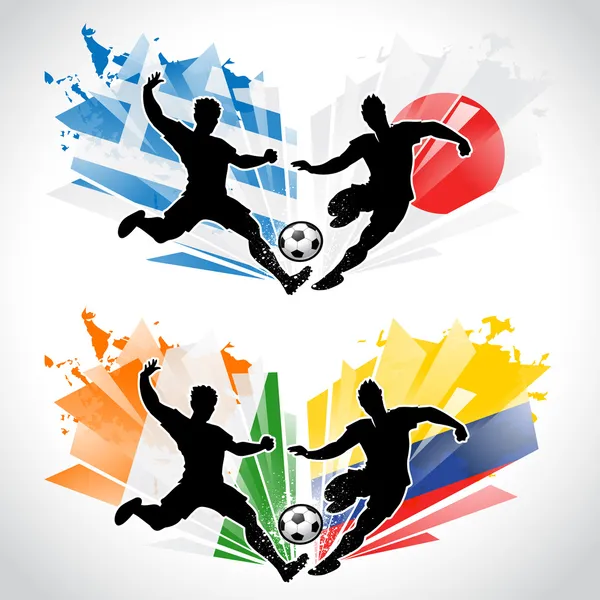 Soccer players representing different countries — Stock Vector