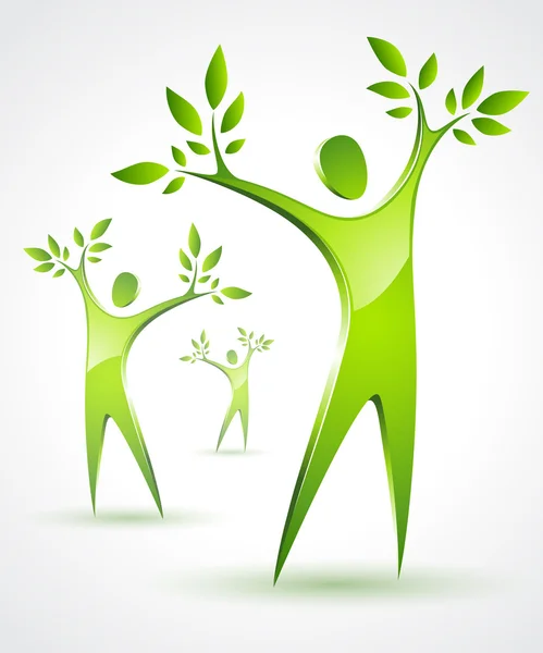 Tři postavy Zelený strom — Stockový vektor