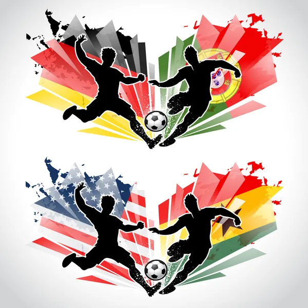 Voetballers die verschillende landen vertegenwoordigen — Stockvector