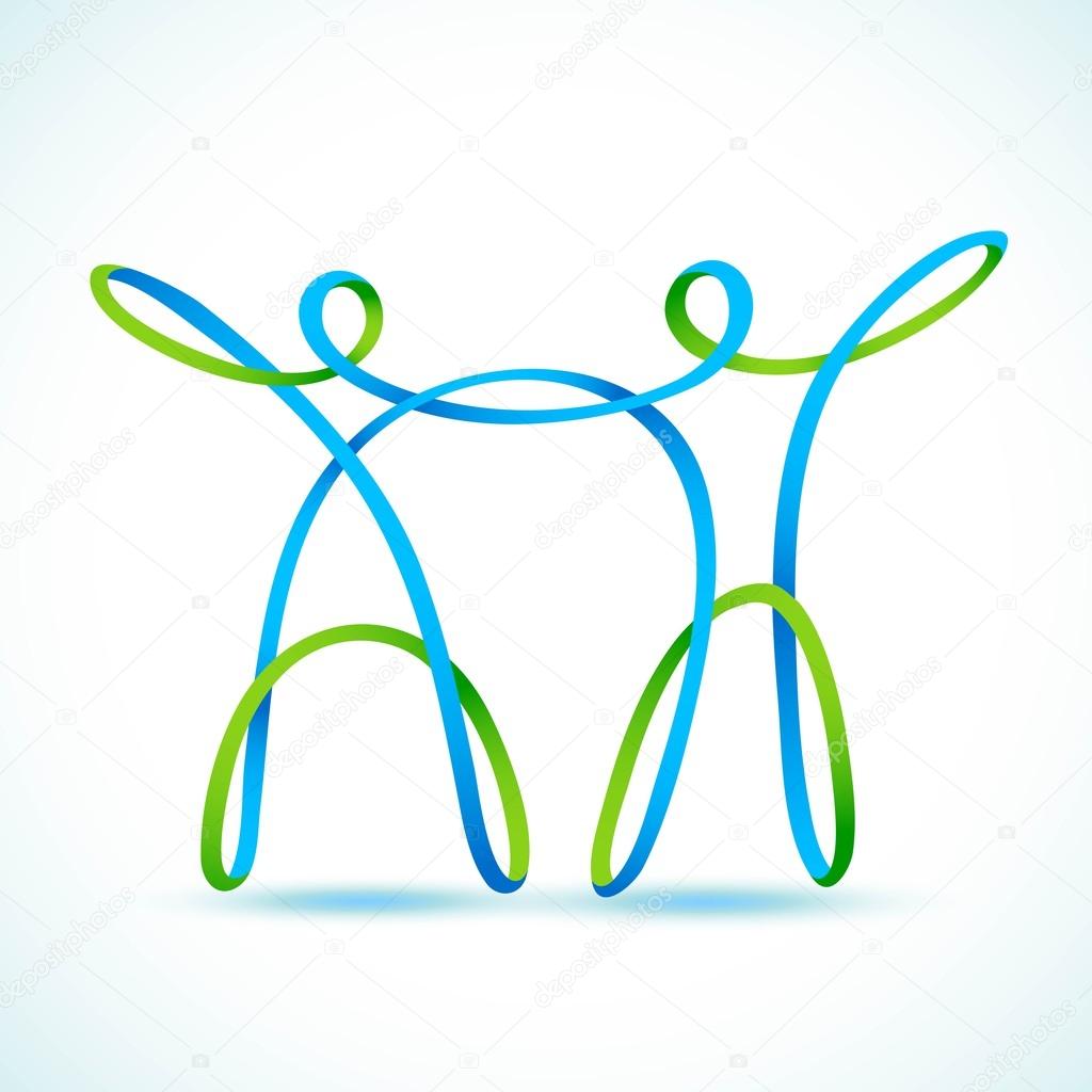 Couple made with swirly figures holding hands