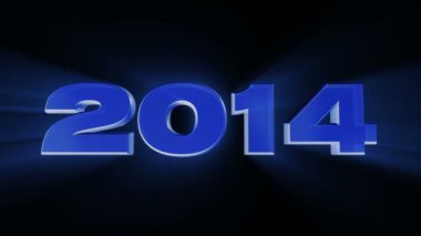 2014 mutlu yeni yıl, ışık ışınları ile 3d döngü animasyon tarihi 2014