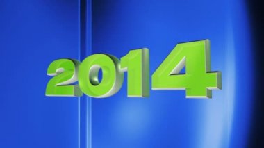 2014 mutlu yeni yıl, tarihi 2014 mavi arka plan üzerinde döngü 3d animasyon