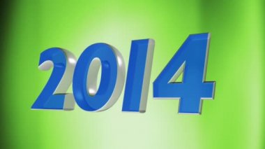 2014 mutlu yeni yıl, tarihi 2014 yeşil loop arka plan üzerinde 3d animasyon