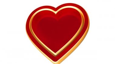 3D kırmızı altın kalp, Sevgililer günü, düğün animasyon, Alfa mat seviyorum