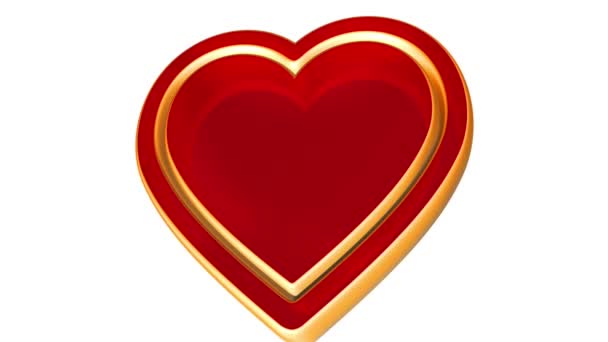 Coeur d'amour doré rouge 3d, Saint Valentin, animation de mariage, alpha mat 