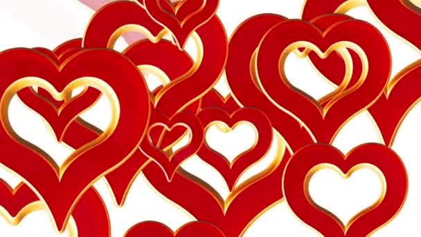 Flygande hjärtan, bröllop bakgrund, alla hjärtans dag, röd love hjärtan, alfa Matt — Stockvideo