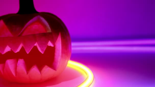 Halloween pumpa, skräck skrämmande jack o lantern — Stockvideo