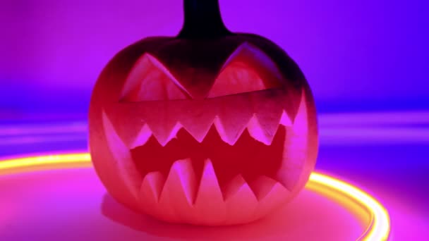 Calabaza, Halloween horror miedo jack o linterna — Vídeo de stock