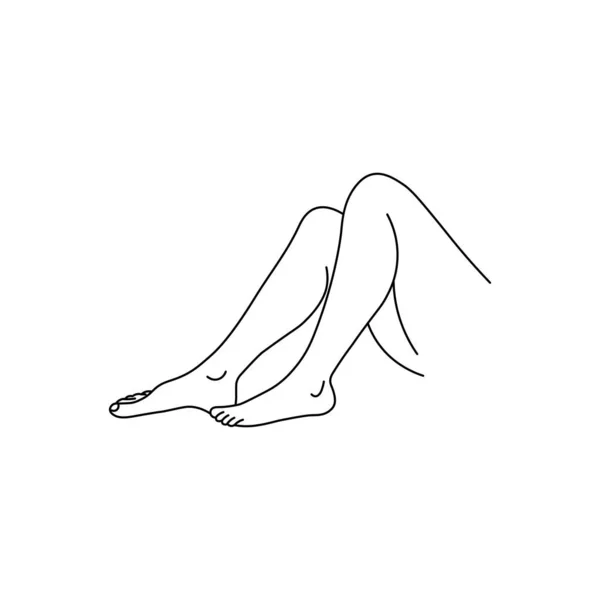 Vektorová Ženská Noha Řádkový Styl Izolované Bílém Pozadí Set Pro — Stockový vektor