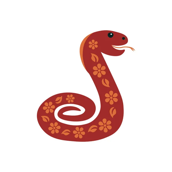 Красная Змея Орнаментом Символом Цветов Китайского Нового Года — стоковый вектор