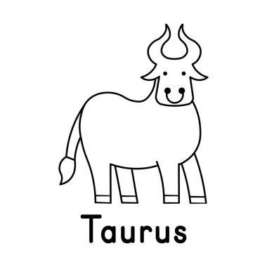 Zodiac burcu Taurus. Çizgi tarzı. Beyaz arkaplanda simge. Vektör