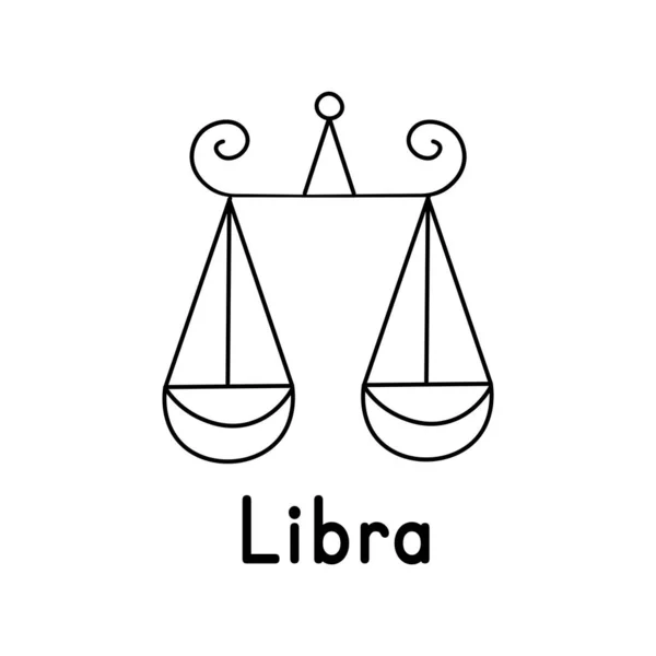 Zodiac Sign Libra Line Style Icon White Background Vector — Stock Vector