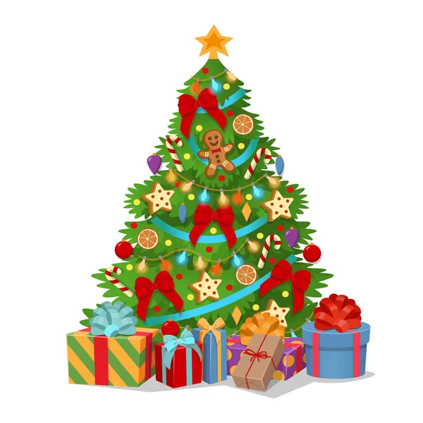 Weihnachtsbaum Mit Geschenkschachteln Vektorgrafik — Stockvektor