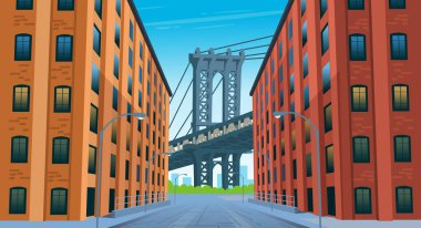 Manhattan Köprüsü'nün New York Brooklyn görünümü.