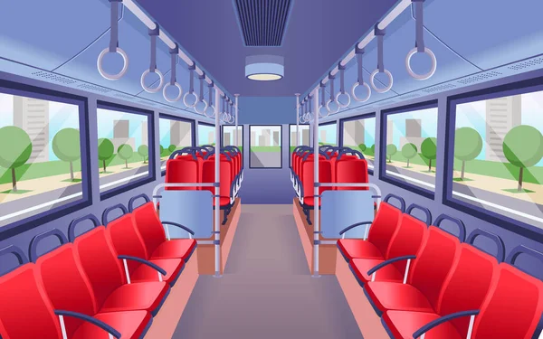 Bus View Empty Bus Interior Vector Illustration — 图库矢量图片