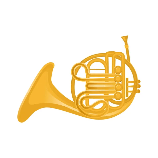 French Horn Musical Instrument Isolated White Background Vector — Stock Vector