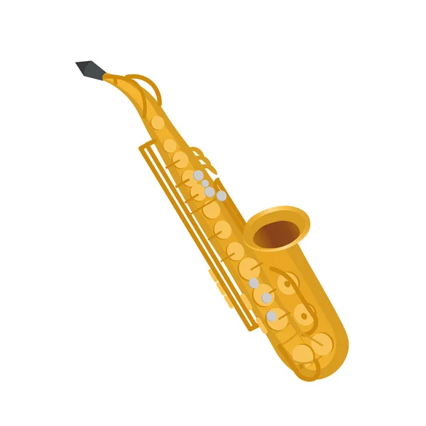 Saxophone Musical Instrument Isolated White Background Vector — Stock vektor