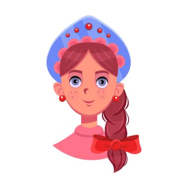 Russian princess wearing a crown on a white background