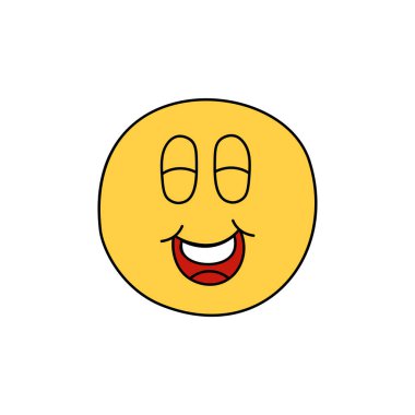 Trendy retro cartoon stickers with hearts, banana, strawberry, sun and cloud. omic characters with gloved hands and boots.